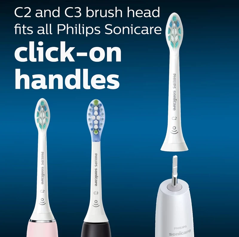 Philips Sonicare Genuine Toothbrush Head Variety Pack, C3 Premium Plaque Control and C2 Optimal Control, 3 Brush Heads - White