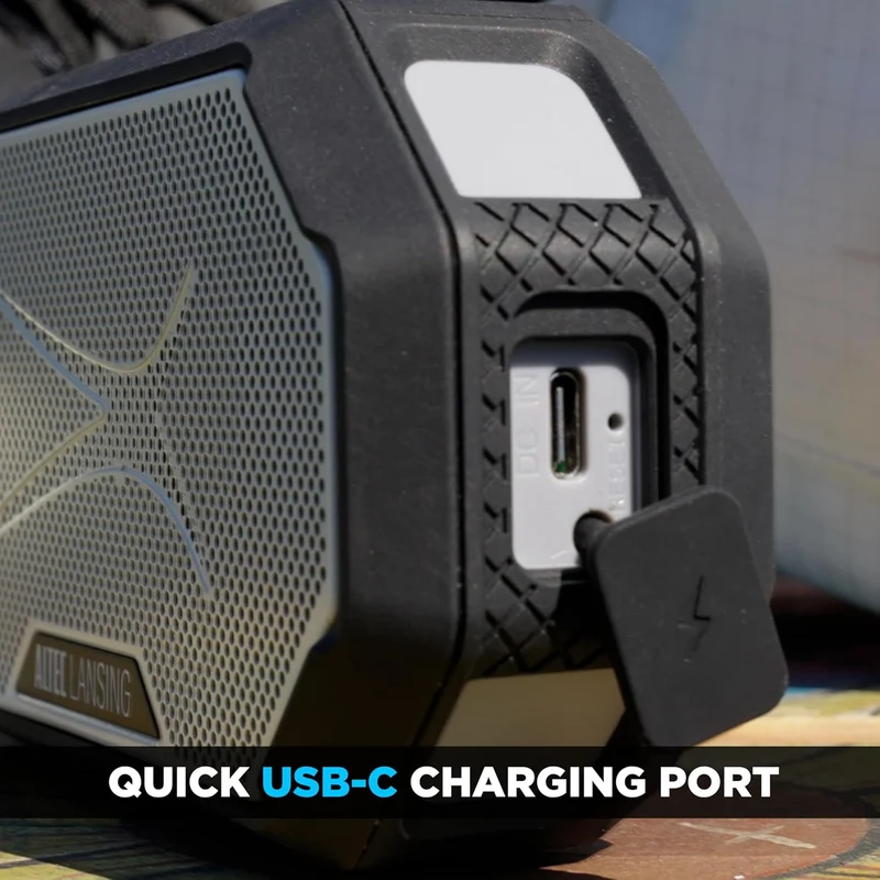 Altec Lansing x LAS Vegas Raiders - Portable Bluetooth Speaker HYDRAMINI 2.0, IP67 Waterproof, 8W Output, 12h Playtime, USB-C Quick Charge, Voice Assistant Integration (Las Vegas Raiders)