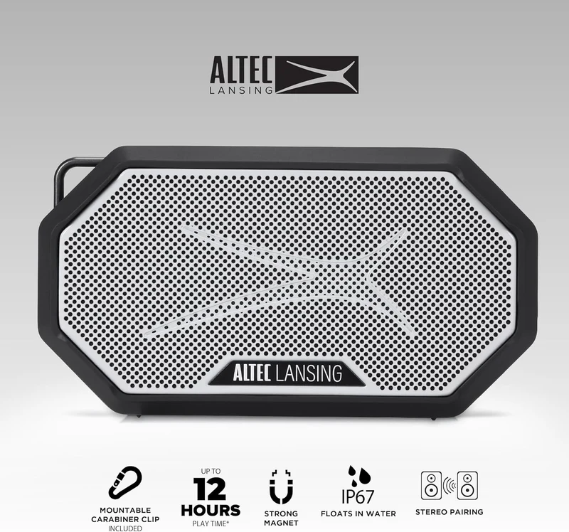 Altec Lansing x LAS Vegas Raiders - Portable Bluetooth Speaker HYDRAMINI 2.0, IP67 Waterproof, 8W Output, 12h Playtime, USB-C Quick Charge, Voice Assistant Integration (Las Vegas Raiders)