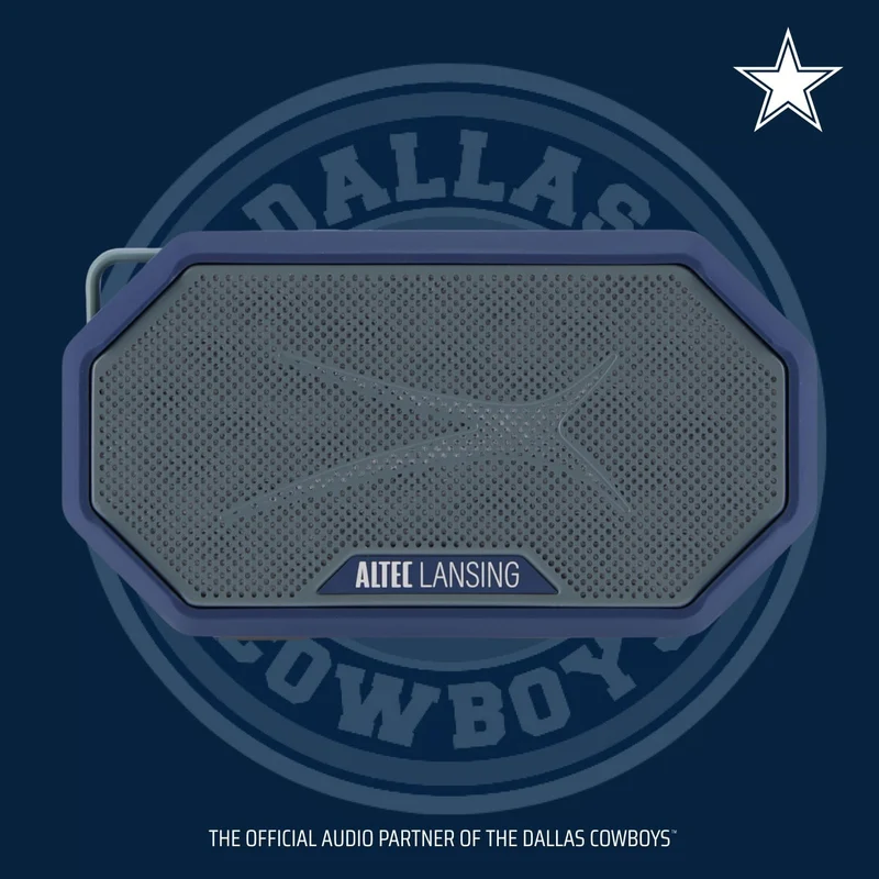 Altec Lansing x Dallas Cowboys - Portable Bluetooth Speaker HYDRAMINI 2.0, IP67 Waterproof, 8W Output, 12h Playtime, USB-C Quick Charge, Voice Assistant Integration (Dallas Cowboys)