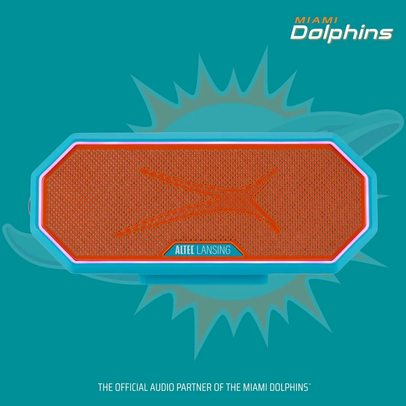 Portable Bluetooth Speaker HYDRABLAST 2.0, Waterproof IP67, 20W Output Power, Magnetic Bluetooth Speaker (Miami Dolphins)