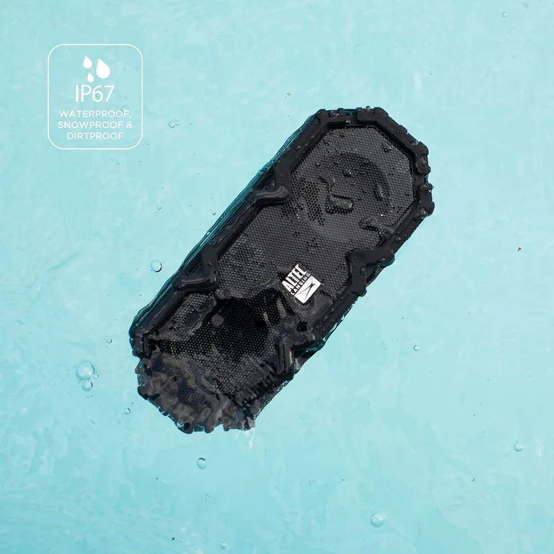 Altec Lansing LifeJacket - Waterproof Bluetooth Speaker, Durable & Portable Speaker with Qi Wireless Charging and Voice Assistant, Black
