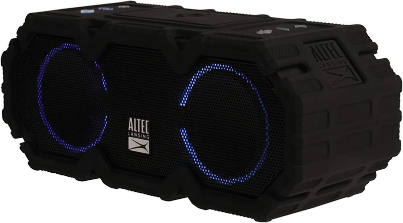 Altec Lansing LifeJacket Jolt - Waterproof Bluetooth Speaker, Durable & Portable Speaker with Qi Wireless Charging and Voice Assistant, Black w/Lights