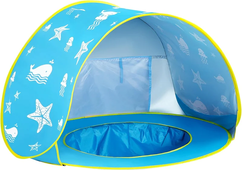 Beach Tent Ocean Pop Up Portable Shade Pool UPF50+ UV Protection Sun Shelter for Infant with Easy Set Up Canopy