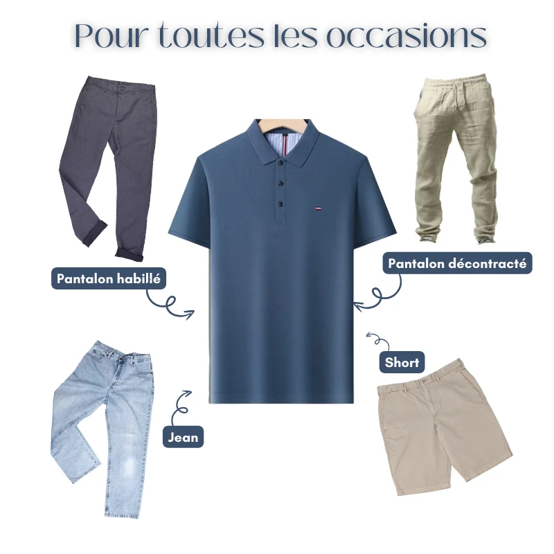 Polo brodé respirant pour homme