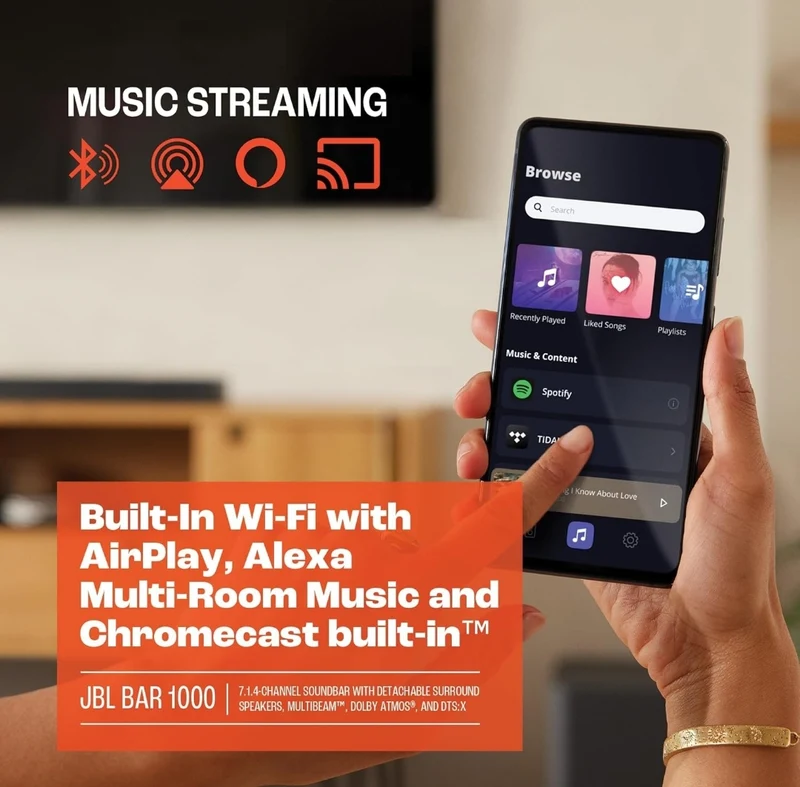 JBL Bar 1000: 7.1.4-Channel soundbar with Detachable Surround Speakers Dolby Atmos®-Black