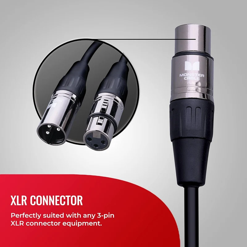 Monster Prolink Classic Microphone Cable. 100 feet Silver Contact XLR Cables. Mic Cable w/MultiTwist Construction. 95% Copper Braided Shield XLR Cable. Microphone Cable.