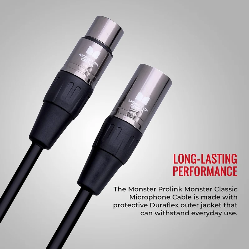 Monster Prolink Classic Microphone Cable. 100 feet Silver Contact XLR Cables. Mic Cable w/MultiTwist Construction. 95% Copper Braided Shield XLR Cable. Microphone Cable.