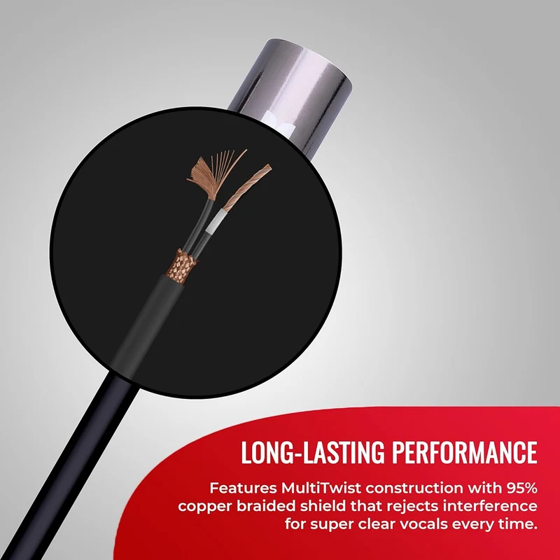 Monster Prolink Classic Microphone Cable, 50 Feet – Silver Contact Connectors, MultiTwist Construction, 95% Copper Braided Shield, Professional Mic Cable