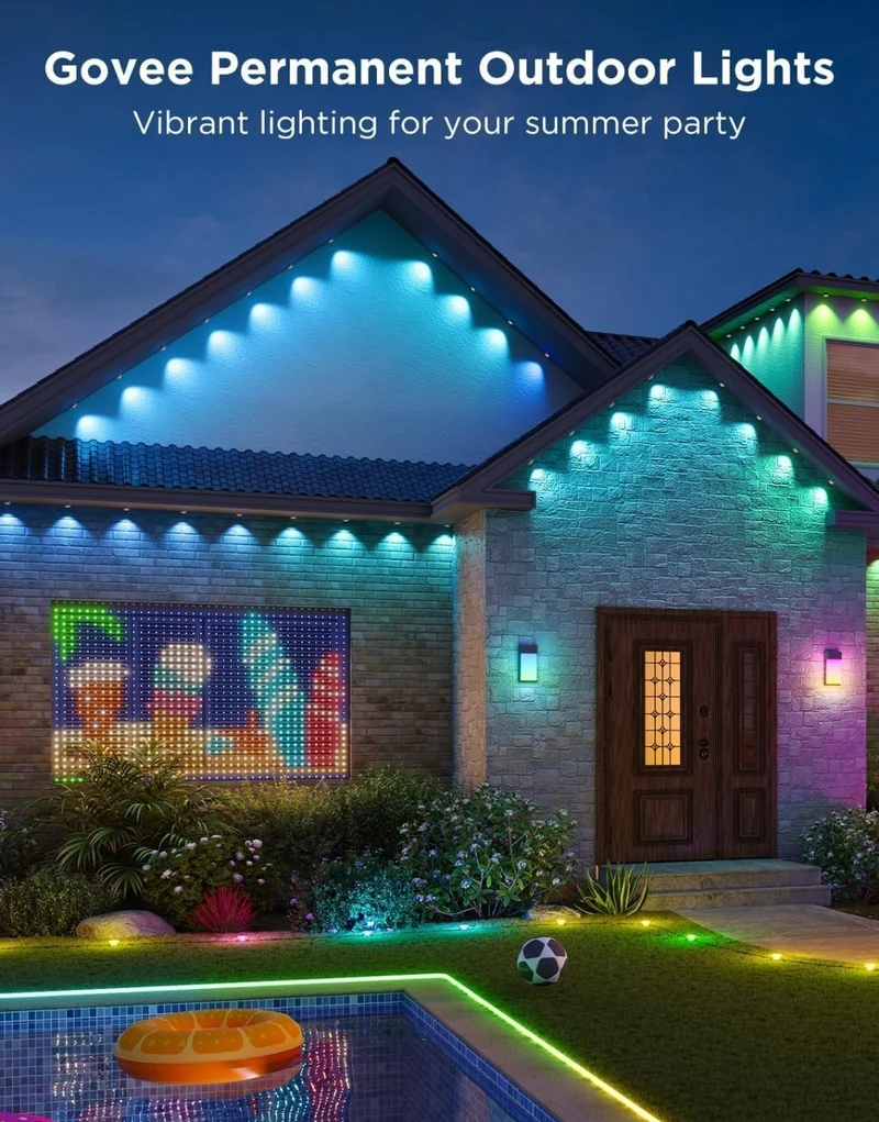 Permanent Outdoor Lights Pro, 200ft with 120 RGBIC LED Lights for Daily and Accent Lighting, 75 Scene Modes for Outdoor Decor, IP67 Waterproof, Works with Alexa, Google Assistant, Matter, Black