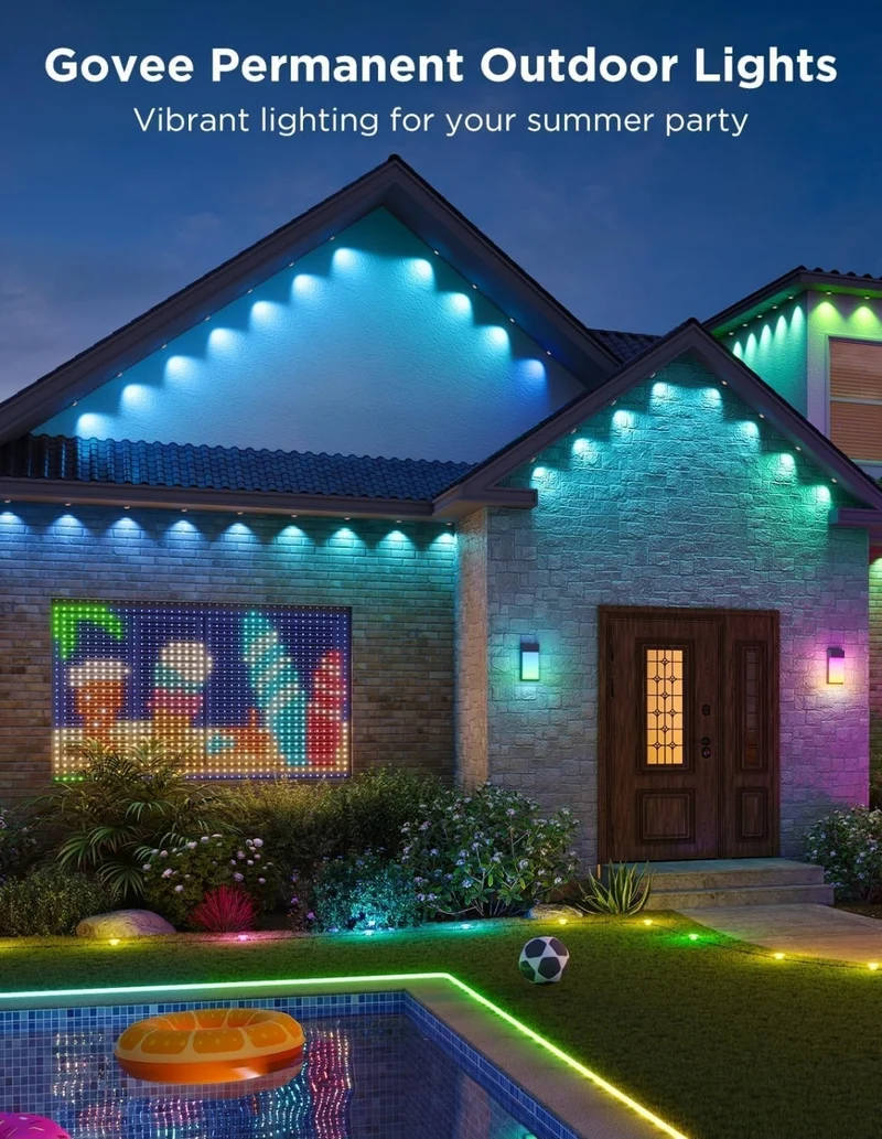 Permanent Outdoor Lights Pro, 200ft with 120 RGBIC LED Lights for Daily and Accent Lighting, 75 Scene Modes for Outdoor Decor, IP67 Waterproof, Works with Alexa, Google Assistant, Matter, White