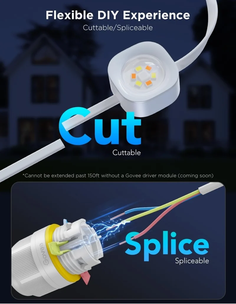 Permanent Outdoor Lights Pro, 200ft with 120 RGBIC LED Lights for Daily and Accent Lighting, 75 Scene Modes for Outdoor Decor, IP67 Waterproof, Works with Alexa, Google Assistant, Matter, White