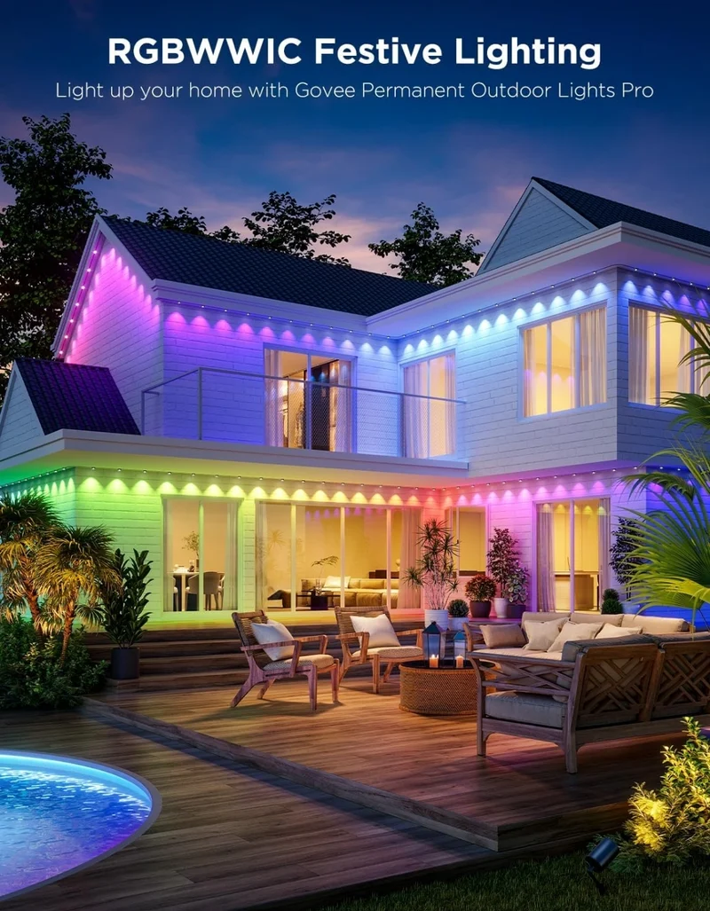 Permanent Outdoor Lights Pro, 150ft with 90 RGBIC LED Lights for Daily and Accent Lighting, 75 Scene Modes for Outdoor Decor, IP67 Waterproof, Works with Alexa, Google Assistant, Matter, White