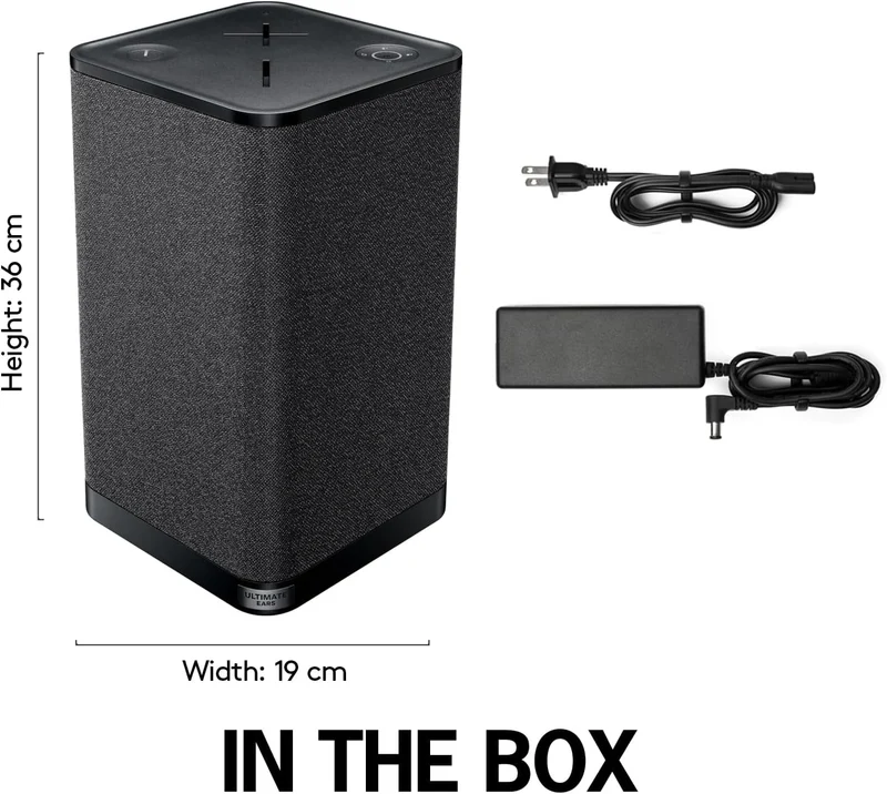 Ultimate Ears Hyperboom Portable & Home Wireless Bluetooth Speaker, Loud Speaker, Big Bass, Water Resistant IPX4, 150 Ft Range – Black