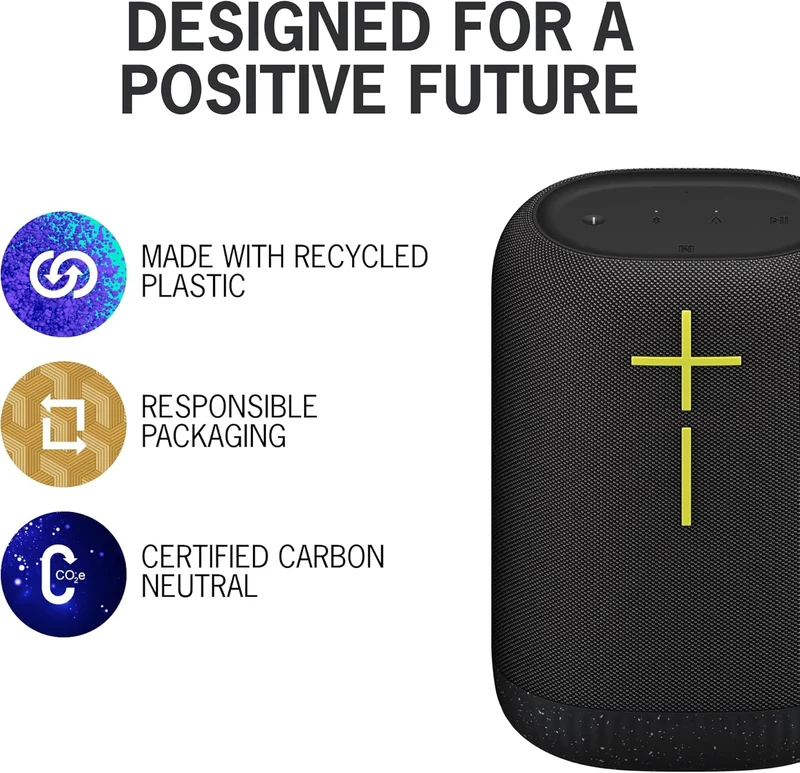 Ultimate Ears EPICBOOM, Portable Waterproof Bluetooth Speaker, Big Bass, 360-Degree Sound, Wireless Speakers, IP67, 17Hr Battery, USB C - Charcoal Black