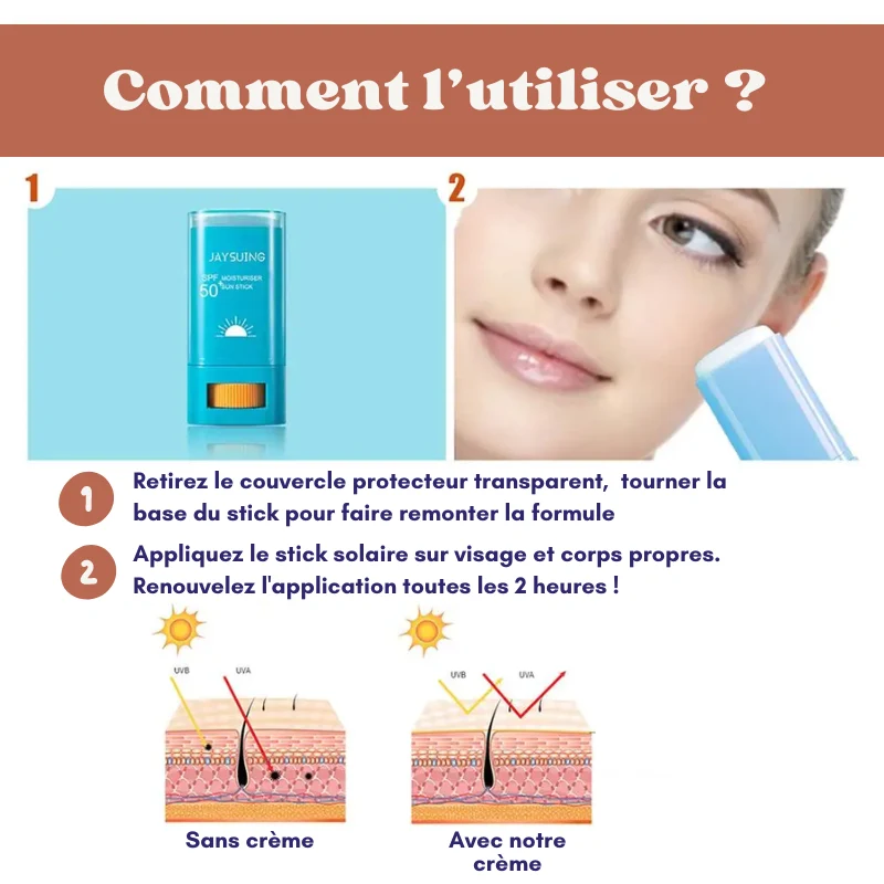 Crème solaire SPF50+ en stick - 1 ACHETÉE = 1 OFFERTE