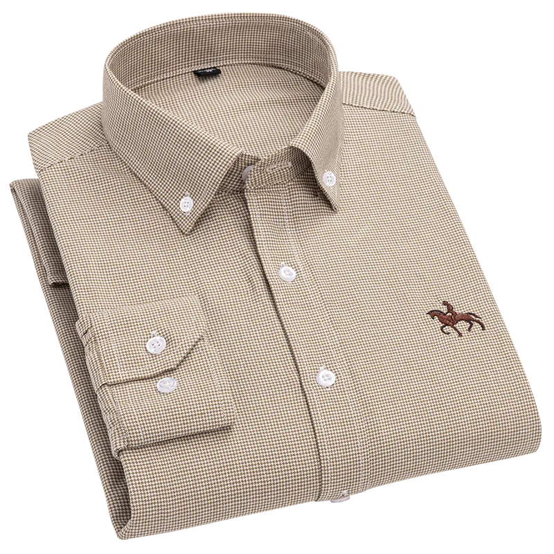 Chemise type Oxford en coton à manches longues pour homme