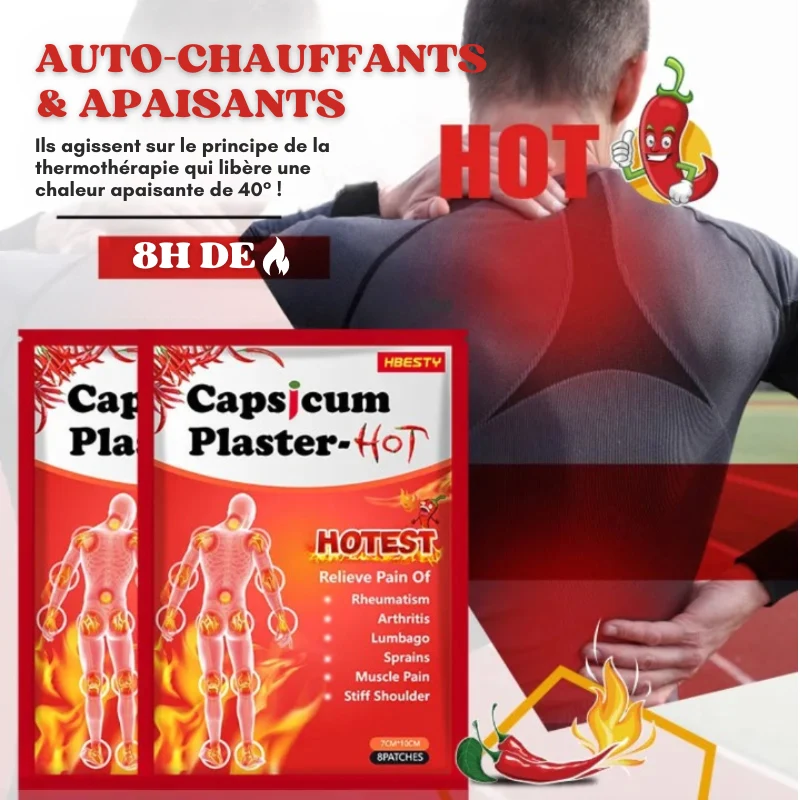 16x Patchs auto-chauffants anti-douleurs articulaires et musculaires