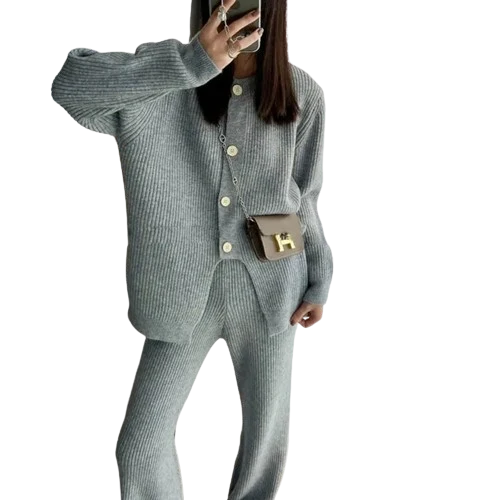 Ensemble Cardigan & Pantalon ample tricoté Élégant et Casual