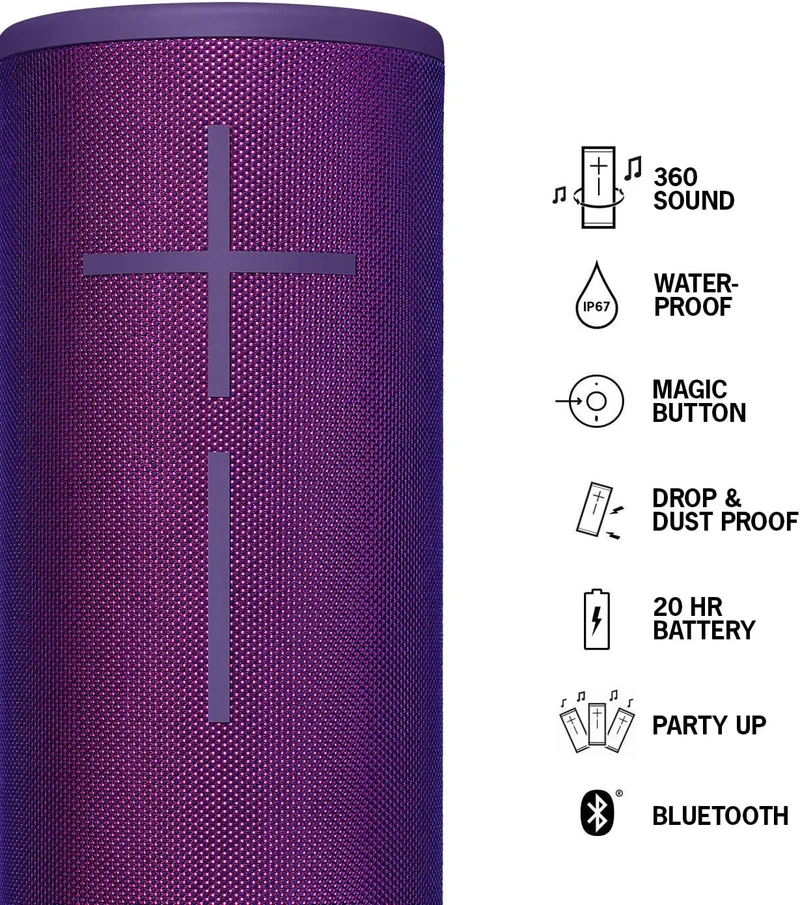 Ultimate Ears Boom 3 Wireless Portable Bluetooth Speaker - Ultraviolet Purple (Renewed)