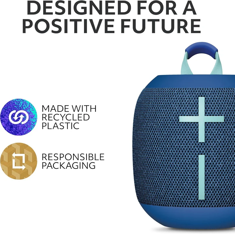 Ultimate Ears WONDERBOOM 4 Outdoor Speakers Bluetooth Waterproof with Big Bass & 360-Degree Sound, Dustproof Floating Wireless Speaker, 131ft Range - Blue