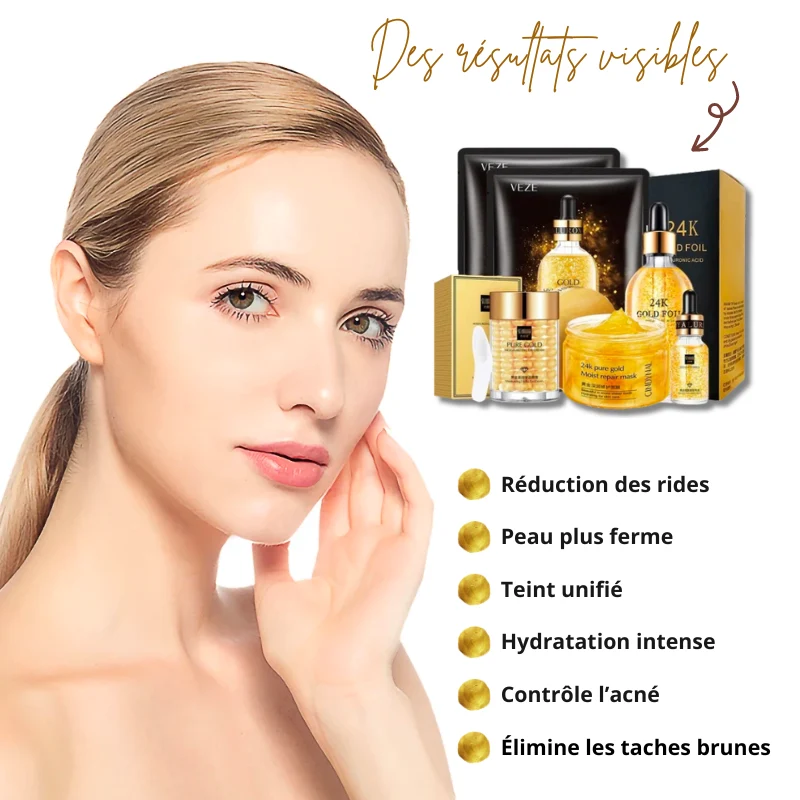 Coffret Routine Soins Visage Or 24k - Cosmétiques coréens