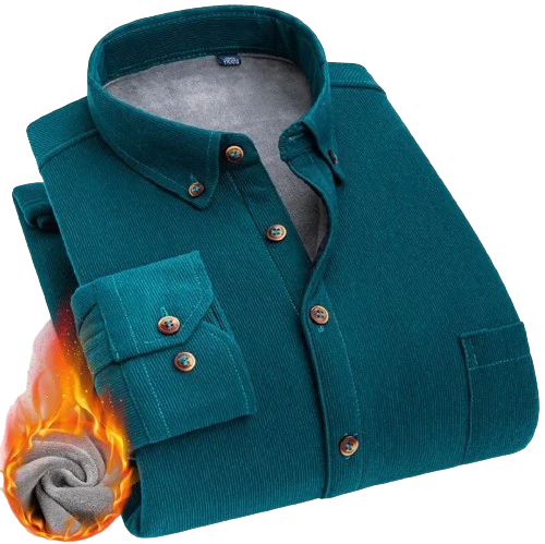 Chemise en velours côtelé avec intérieur chaud en polaire - Couleur unie