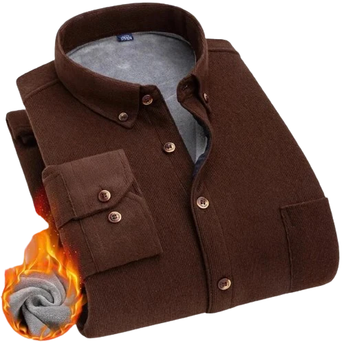 Chemise en velours côtelé avec intérieur chaud en polaire - Couleur unie