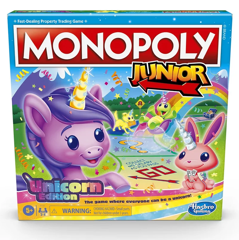 Monopoly Junior: Unicorn Edition Board Game - Magical-Themed Indoor Family Game