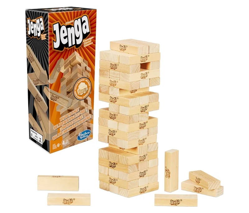 Hasbro Gaming Jenga Game The Original Wood Block Game with Genuine Hardwood Blocks - Stacking Tower