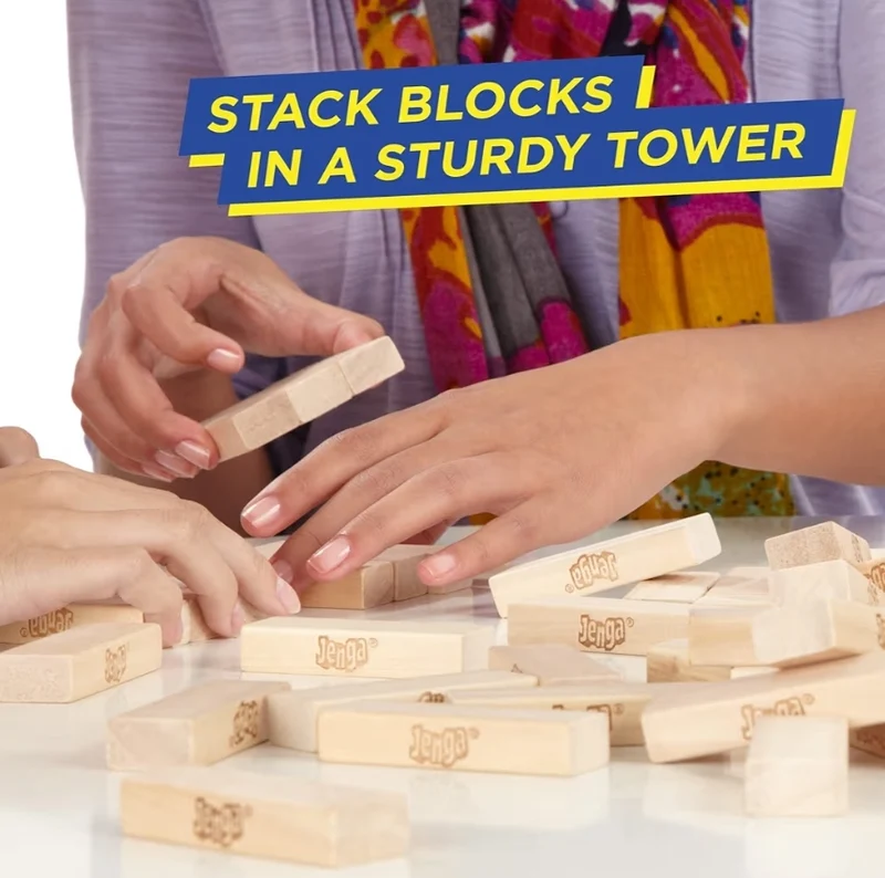 Hasbro Gaming Jenga Game The Original Wood Block Game with Genuine Hardwood Blocks - Stacking Tower