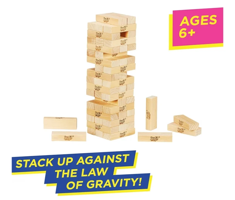 Hasbro Gaming Jenga Game The Original Wood Block Game with Genuine Hardwood Blocks - Stacking Tower