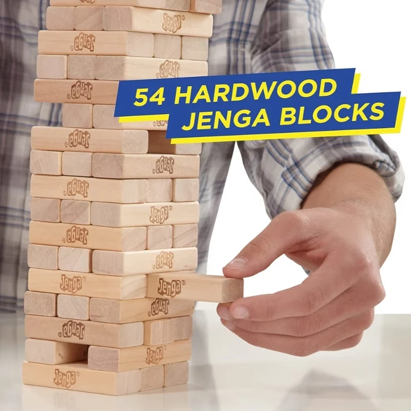 Hasbro Gaming Jenga Game The Original Wood Block Game with Genuine Hardwood Blocks - Stacking Tower