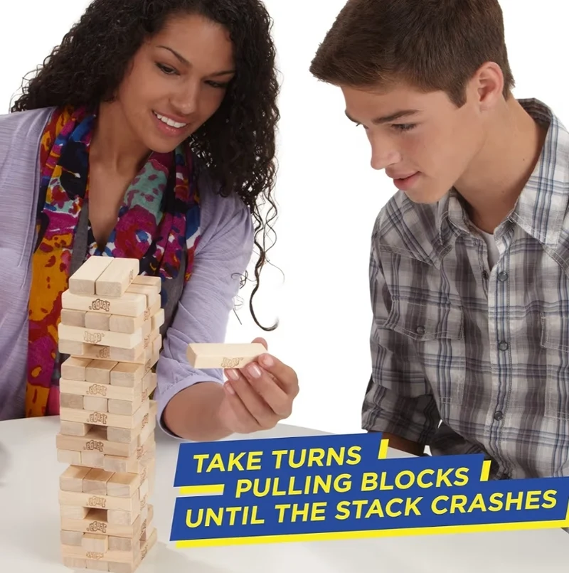 Hasbro Gaming Jenga Game The Original Wood Block Game with Genuine Hardwood Blocks - Stacking Tower