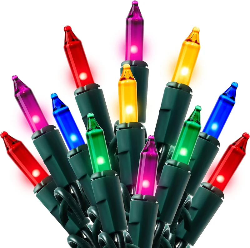 Multicolor Christmas String Lights,100 CT/ 21.4FT Tree Lights Plug Decorations - Green Wire