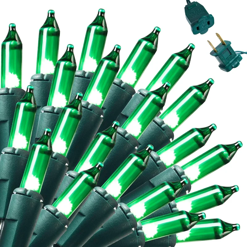 Green Christmas String Lights,100 Ct / 22.3FT Tree Lights Plug in Decorations - Green Wire