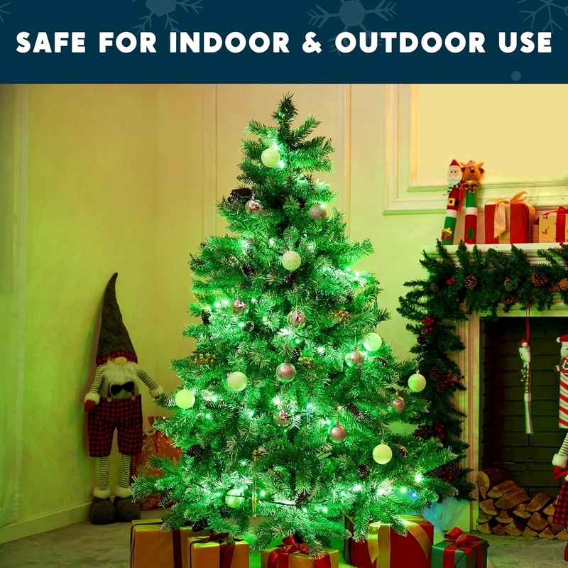 Green Christmas String Lights,100 Ct / 22.3FT Tree Lights Plug in Decorations - Green Wire