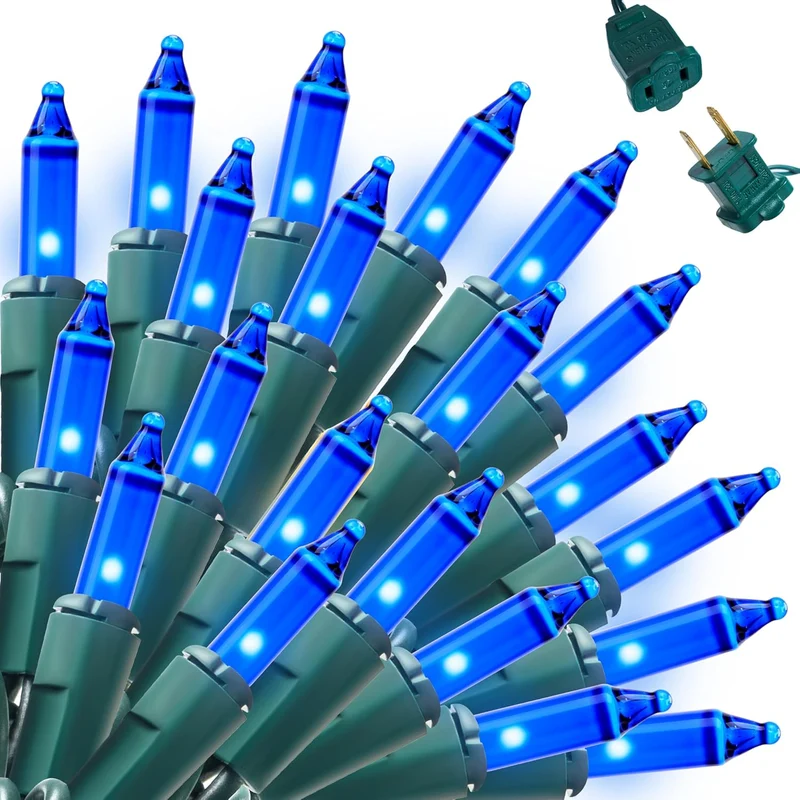 Blue Christmas String Lights,100 CT/ 22.3FT Fairy Tree Lights Plug Decorations - Green Wire