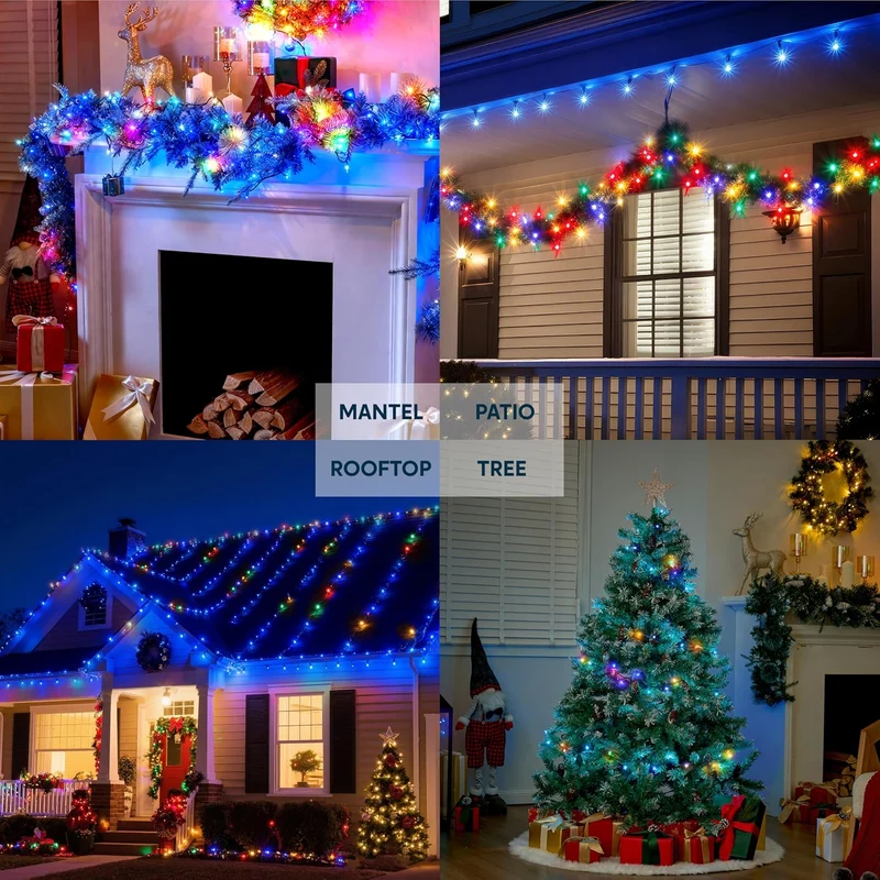 Blue Christmas String Lights,100 CT/ 22.3FT Fairy Tree Lights Plug Decorations - Green Wire