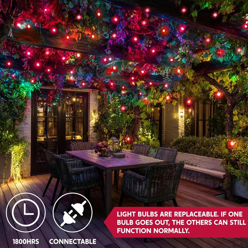 Red Christmas String Lights,100 CT/ 21.4FT Tree Lights Plug in Decorations - Green Wire