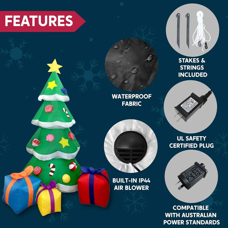 7 FT Christmas Giant Tree Inflatables Decoration with 3 Gift Boxes Build-in LEDs