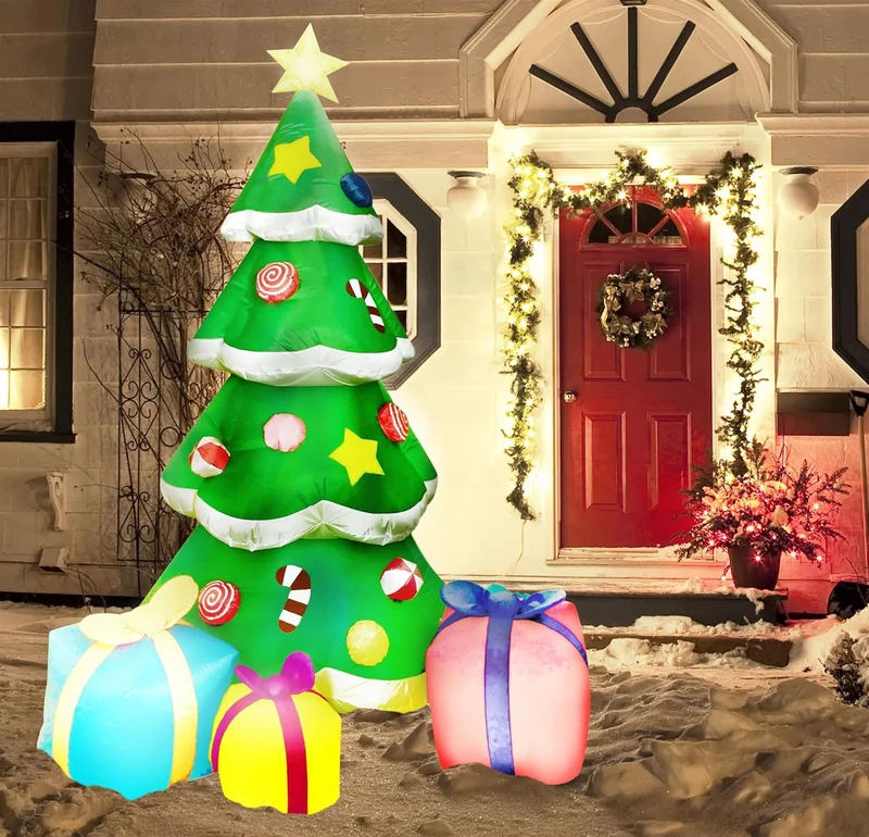 7 FT Christmas Giant Tree Inflatables Decoration with 3 Gift Boxes Build-in LEDs