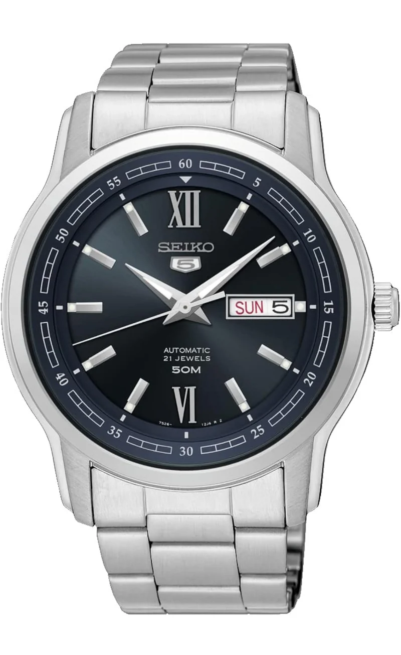 Seiko 5 Automatic Stainless Steel Watch 50M - Black