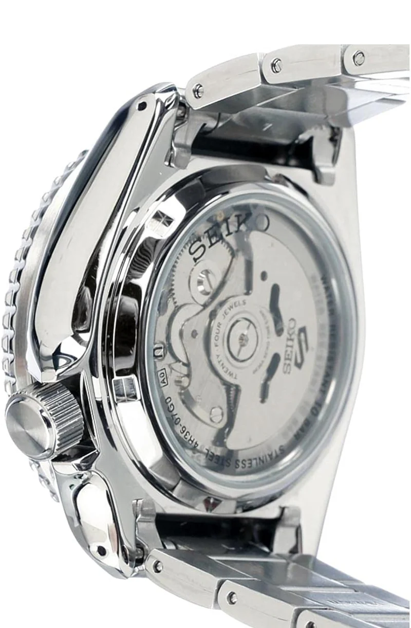 SEIKO Automatic Watch 5 Sports - Day/Date Calendar, LumiBrite Hands and Markers, and Rotating Bezel, 100m Water-Resistant - Orange