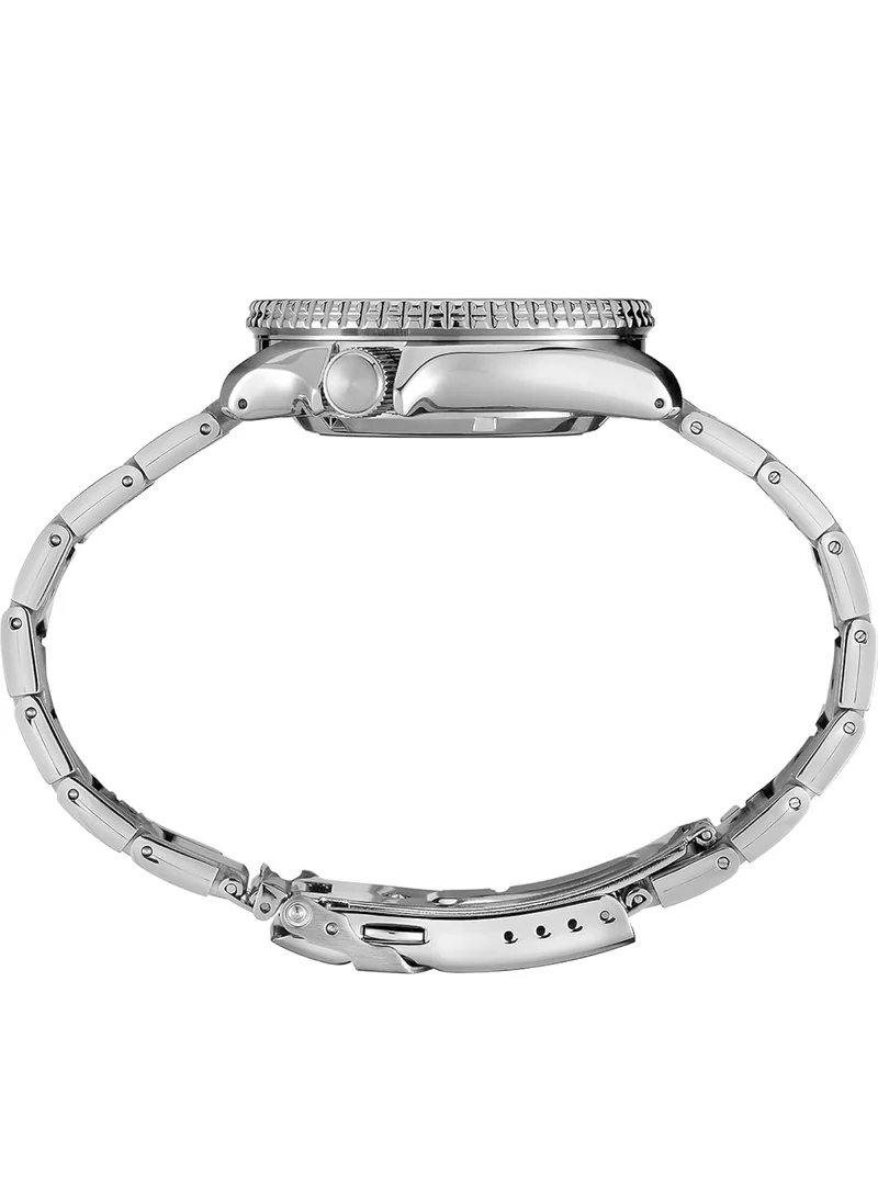 SEIKO Automatic Watch 5 Sports - Day/Date Calendar, LumiBrite Hands and Markers, and Rotating Bezel, 100m Water-Resistant - Silver