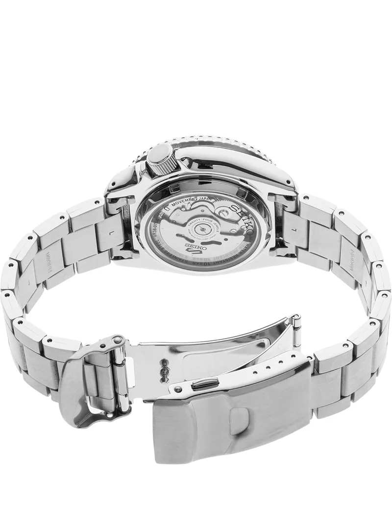 SEIKO Automatic Watch 5 Sports - Day/Date Calendar, LumiBrite Hands and Markers, and Rotating Bezel, 100m Water-Resistant - Silver
