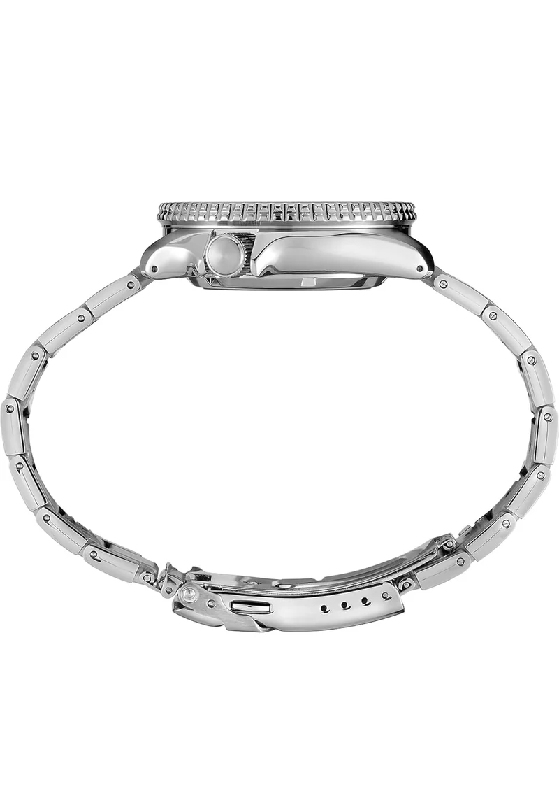 SEIKO Automatic Watch 5 Sports - Day/Date Calendar, LumiBrite Hands and Markers, and Rotating Bezel, 100m Water-Resistant - Silver