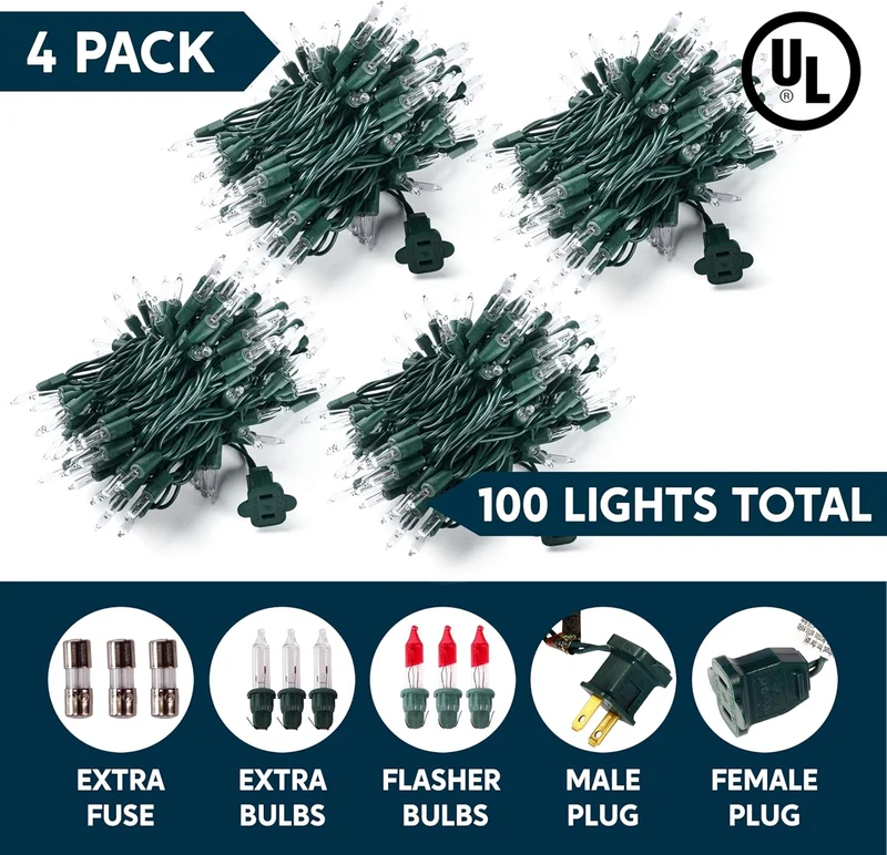 Clear Christmas String Lights Indoor,400CT Mini Warm White Fairy Light,85.6 FT Lighting Decor - Green Wire