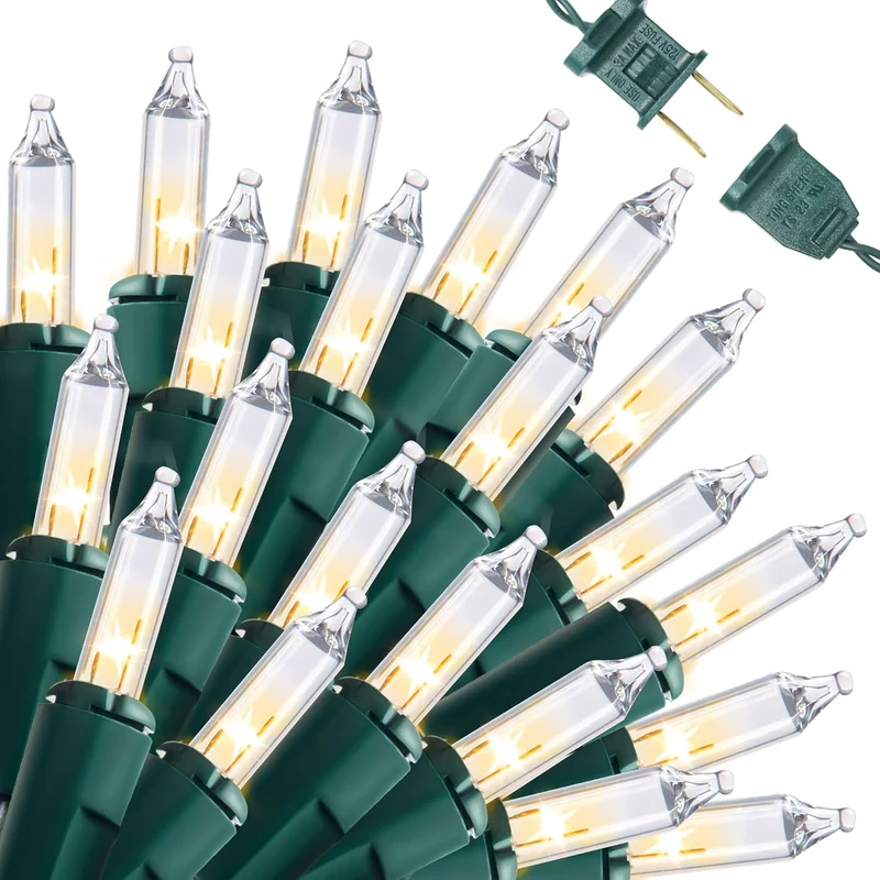 Clear Christmas String Lights Indoor,200CT Mini Warm White Fairy Light,42.8 FT Lighting Decor - Green Wire