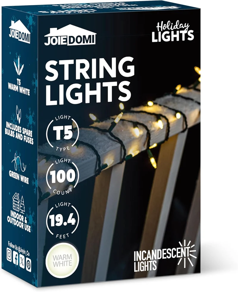 Clear Christmas String Lights Indoor,100 Count Mini Warm White Fairy Light,19.4 FT Lighting Decor - Green Wire